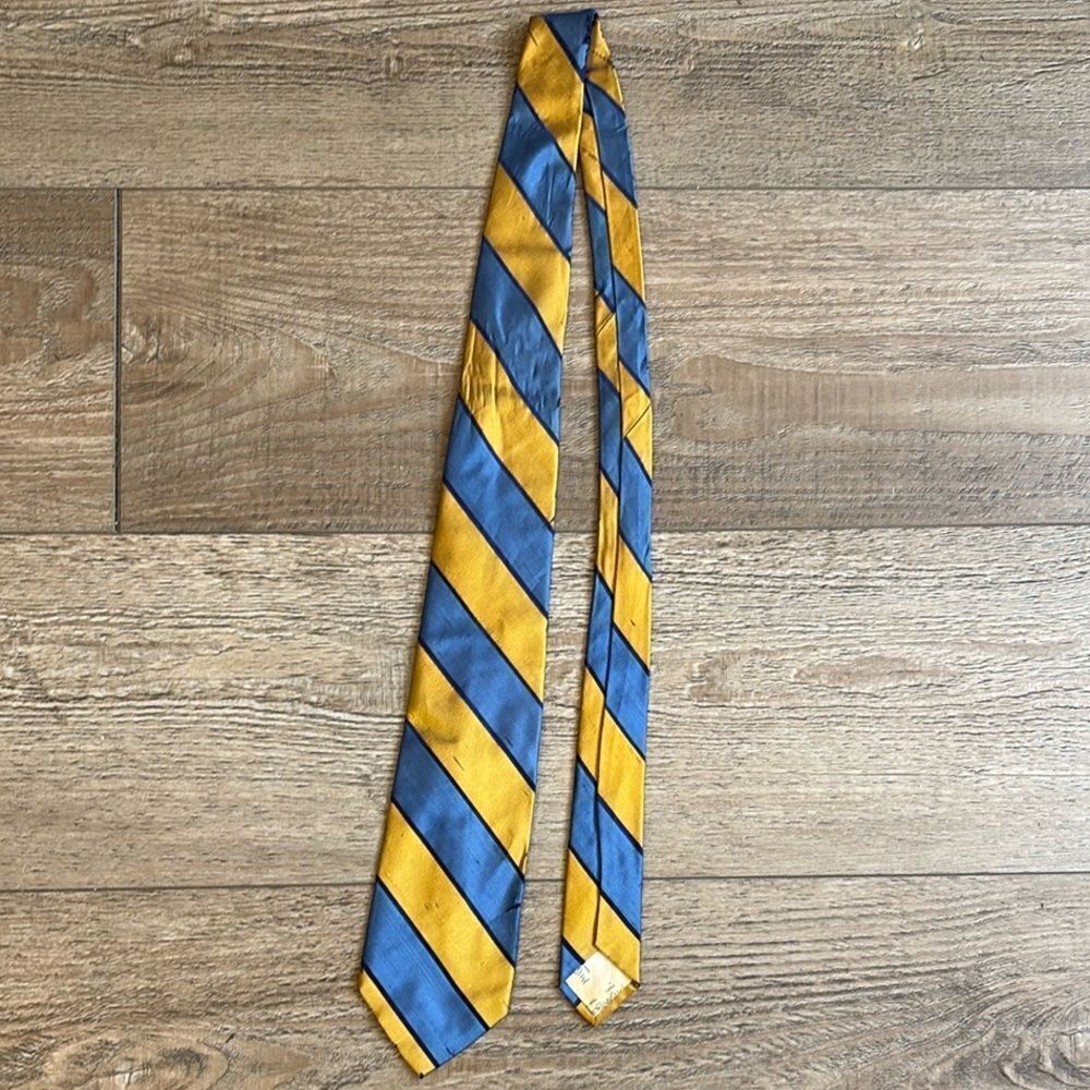 Vintage Yves Saint Laurent For Hudson Men’s Store Blue & Yellow Striped Tie
